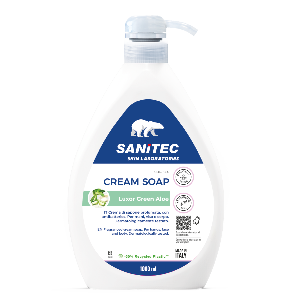 LAVAMANI CON ANTIBATTERICO GREEN ALOE ML.1000 1080 CREMA DI SAPONE SANITEC